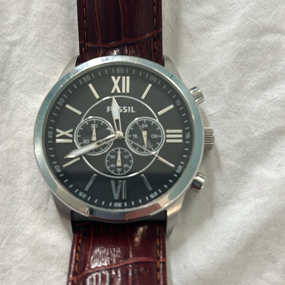 Fossil watch chronograph black dial alligator leather band - Picture 4 of 5